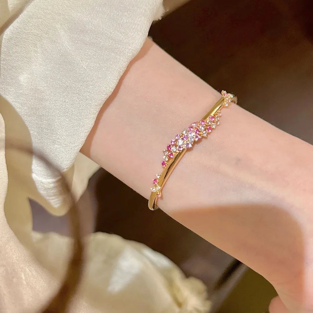 Pulsera de Plata 925 con Flor Rosa Melocotón