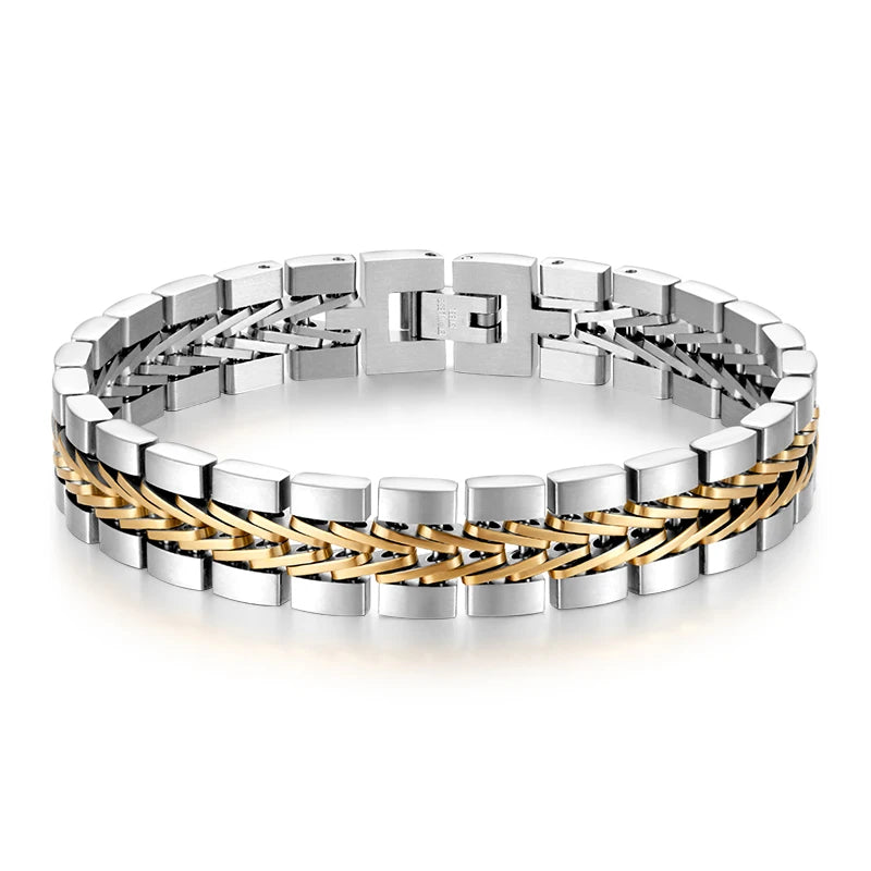Pulsera Punk de Acero Chapada en Oro