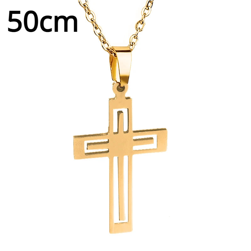 Collar Punk de Acero con Cruz