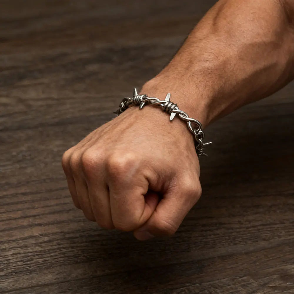 Pulsera Gótica Ajustable de Alambre de Púas