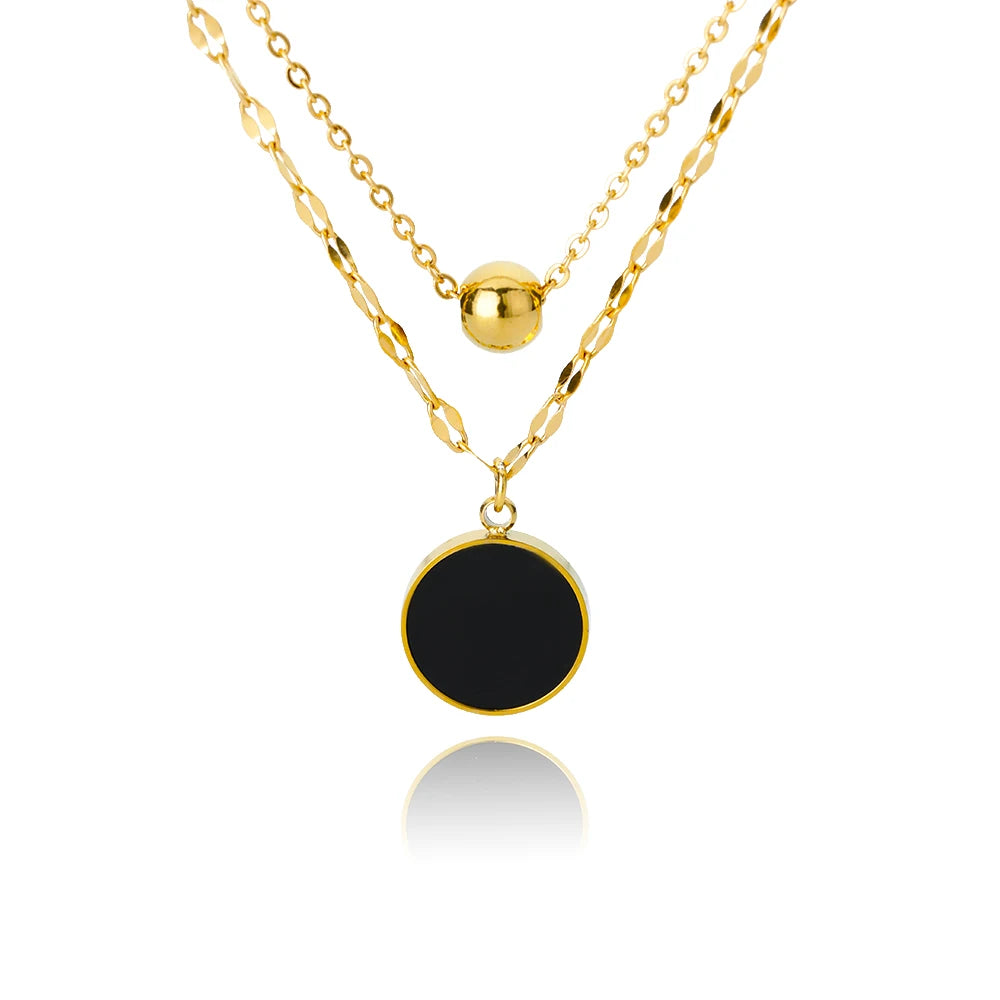 Collar Dorado de Acero con Piedra Natural