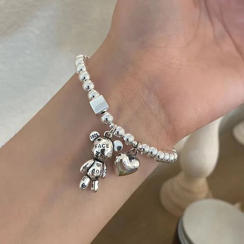 Pulsera de Plata 925 con Colgante de Oso