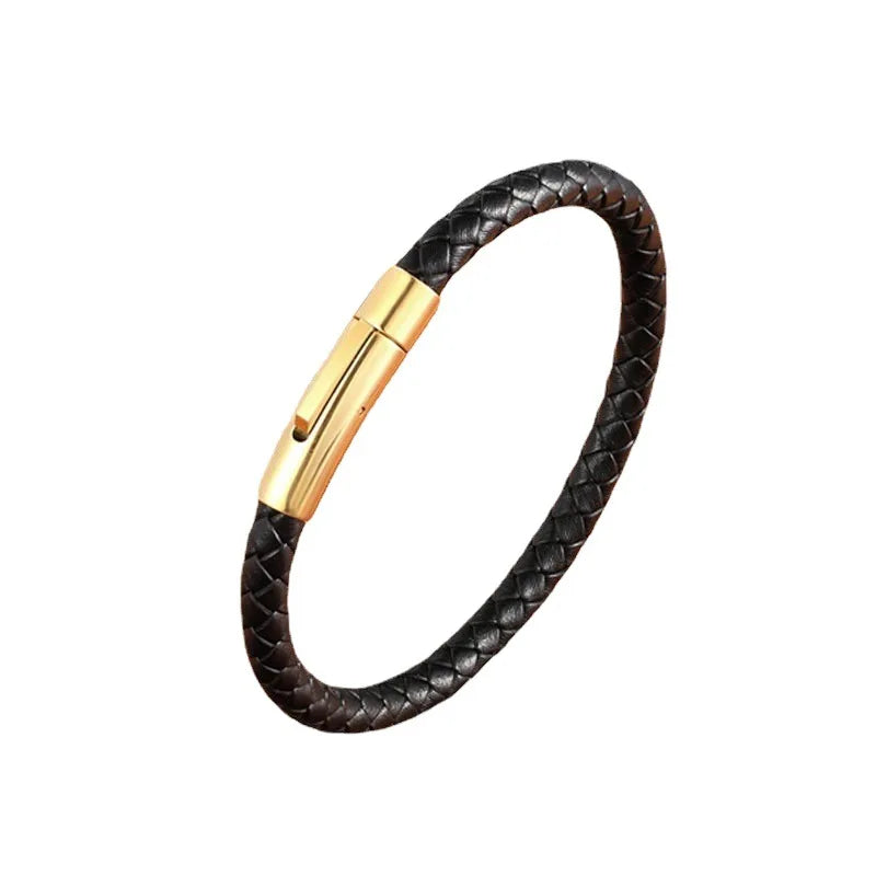 Pulsera Trenzada de Cuero y Acero