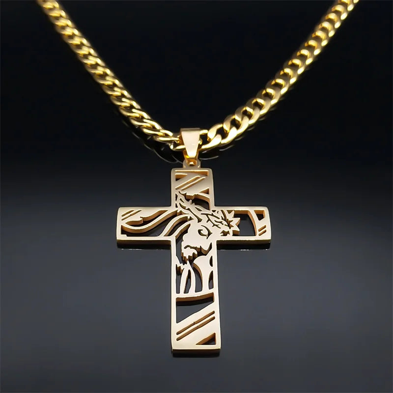 Collar de Acero con Cruz