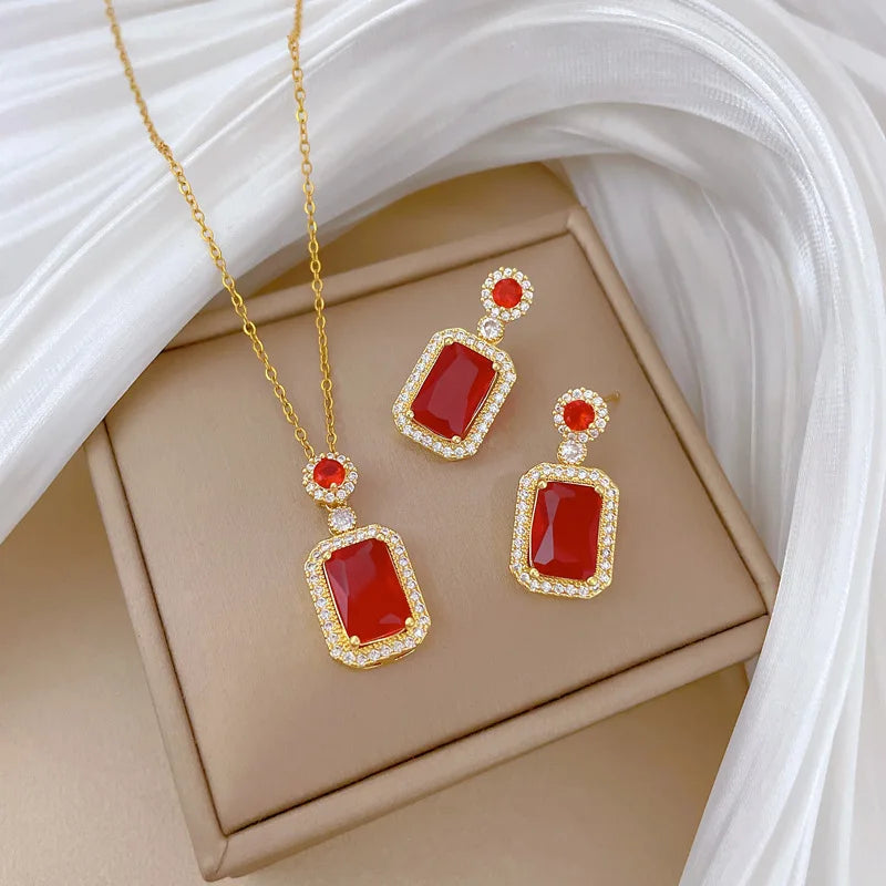 Conjunto de Acero con Cristal Austríaco