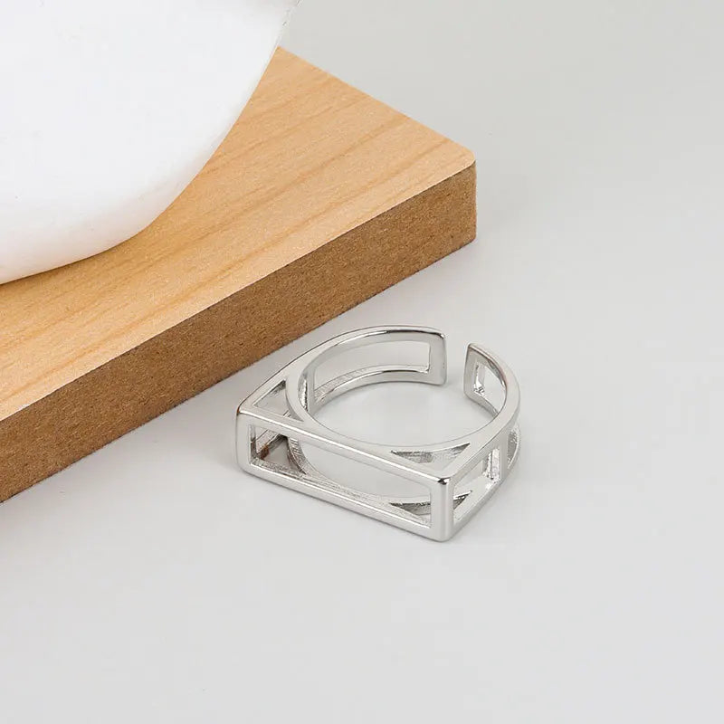 Anillo Doble Ajustable Geométrico Minimalista para Mujer