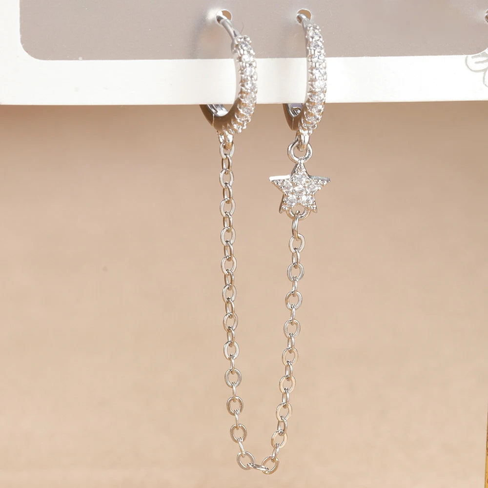 Aros de Acero con Doble Cadena y Cristal