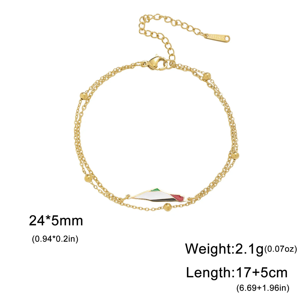 Pulsera Doble de Acero con Mapa de Palestina