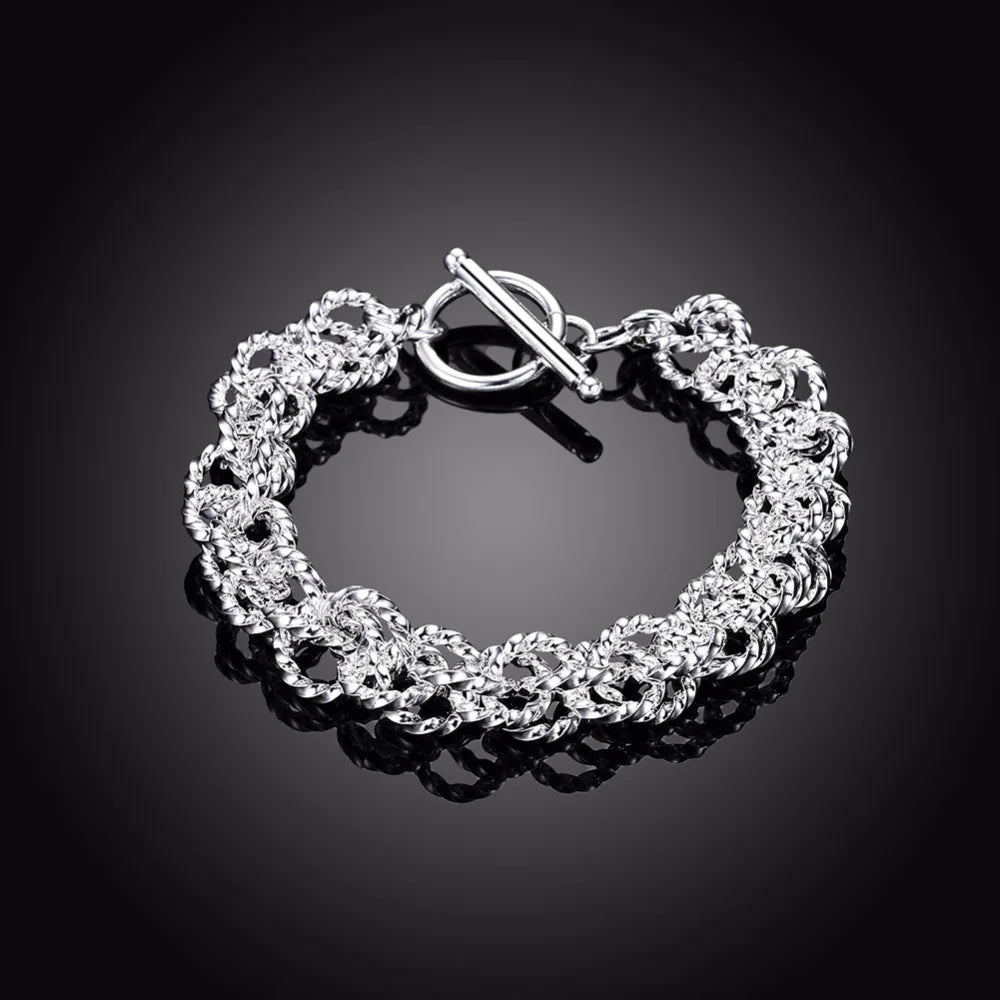 Pulsera Trenzada de Plata 925 con Círculo y Cruz