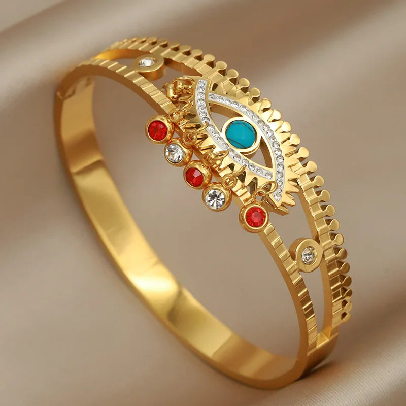 Brazalete de Acero con Ojo y Cristal