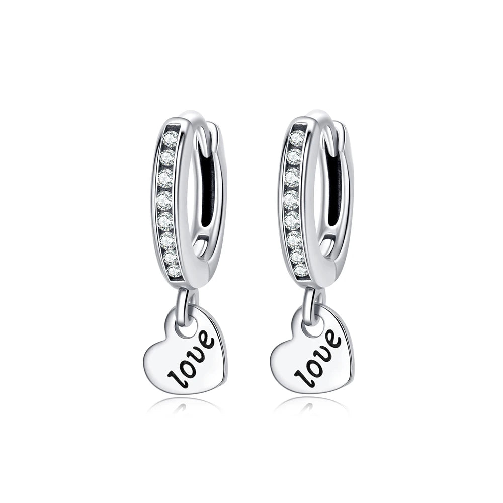 Aros de Corazón de Plata 925 en Oro Rosa