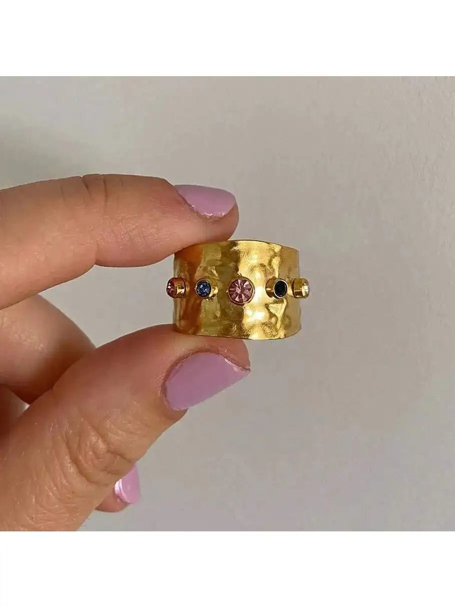 Anillo Vintage Dorado de Colores