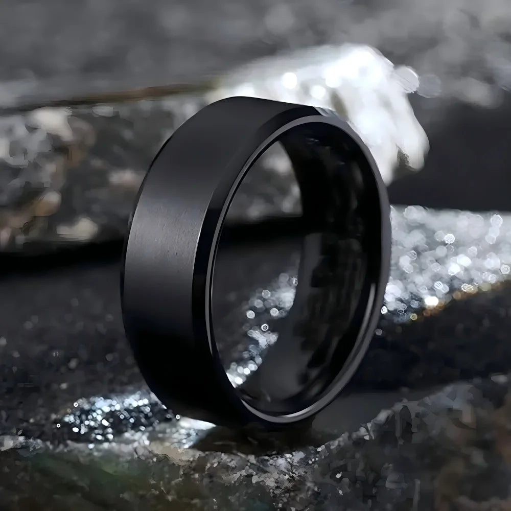 Anillo Negro Mate de Acero