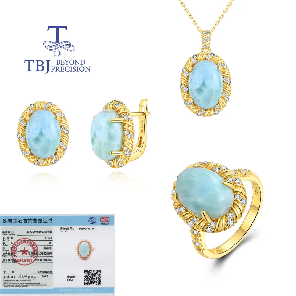 Conjunto de Plata 925 con Larimar Natural