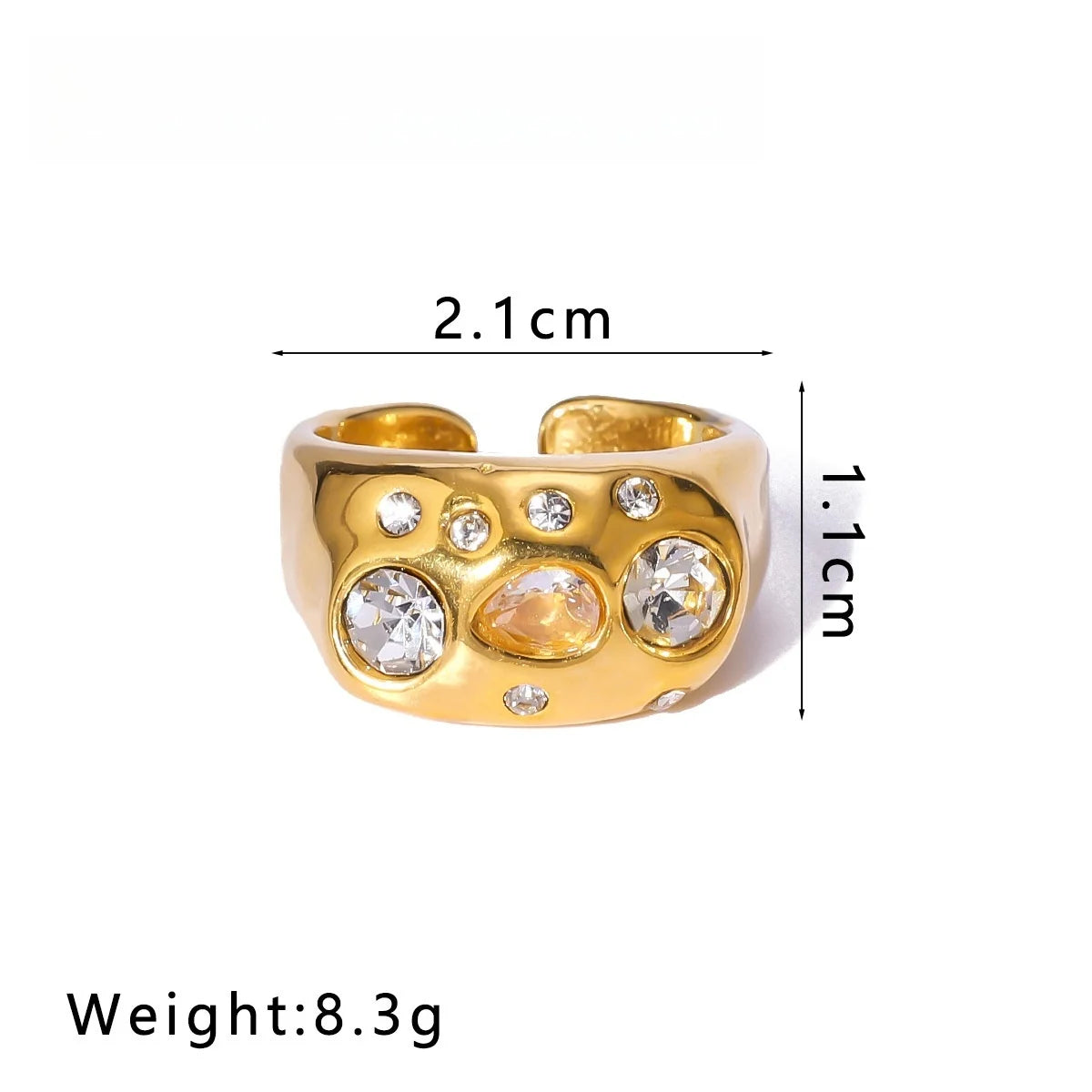 Anillo Ajustable Dorado con Cristales de Colores