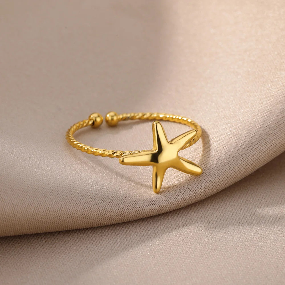 Anillo Abierto Dorado de Acero