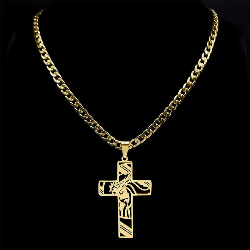 Collar de Acero con Cruz
