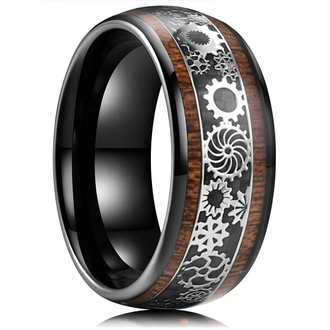 Anillo Plateado Mate de Acero de 8 mm