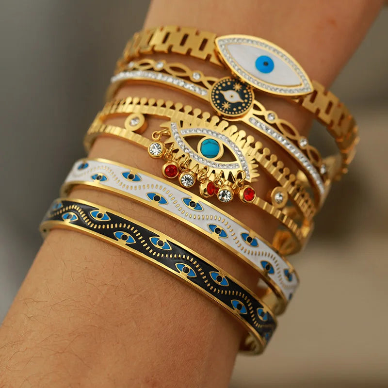 Brazalete de Acero con Ojo y Cristal