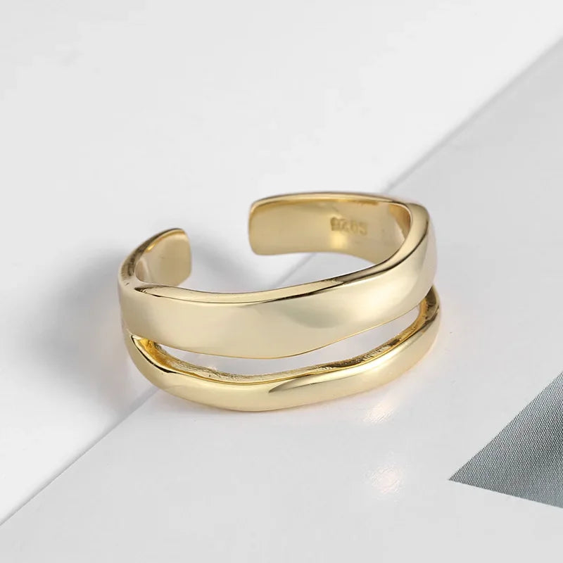 Anillo Doble Ajustable Geométrico Minimalista para Mujer