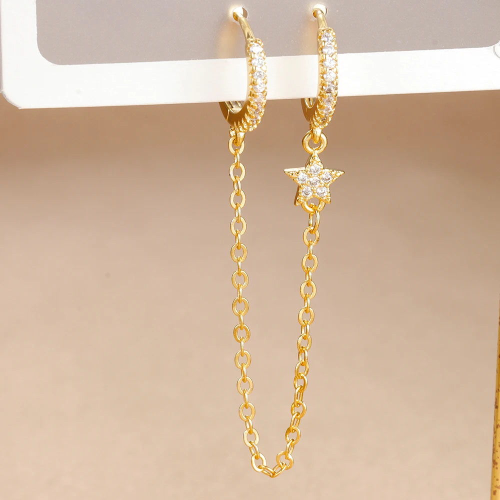Aros de Acero con Doble Cadena y Cristal