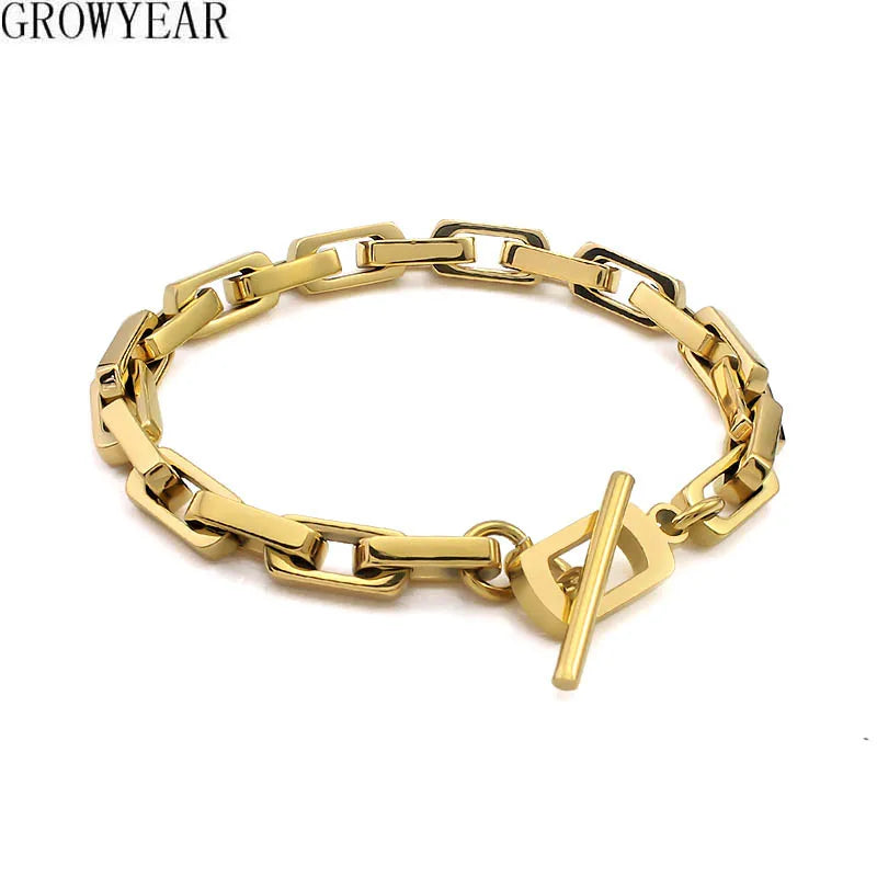Pulsera Geométrica de Acero con Cierre en T