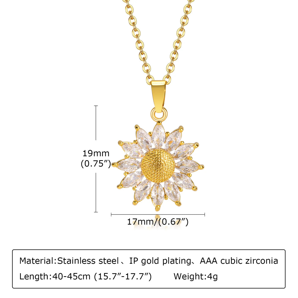 Collar Dorado de Acero con Girasol