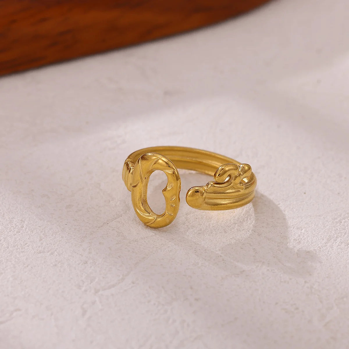 Anillo Geométrico Infinito de Acero Inoxidable Dorado para Mujer