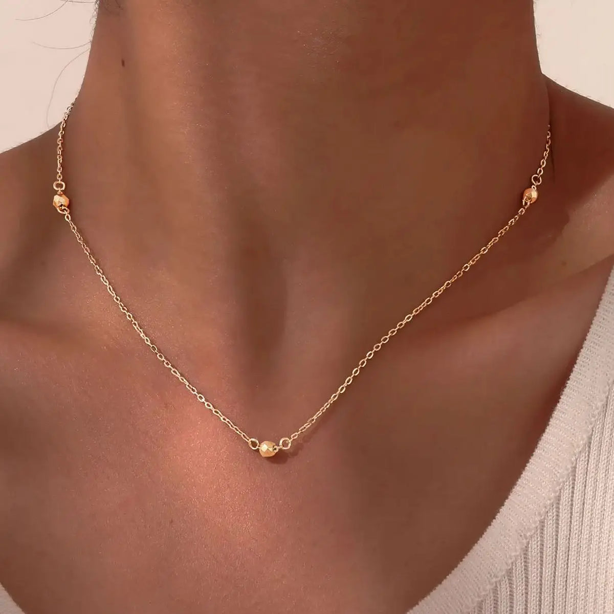 Collar Rolo Dorado de Acero Inoxidable