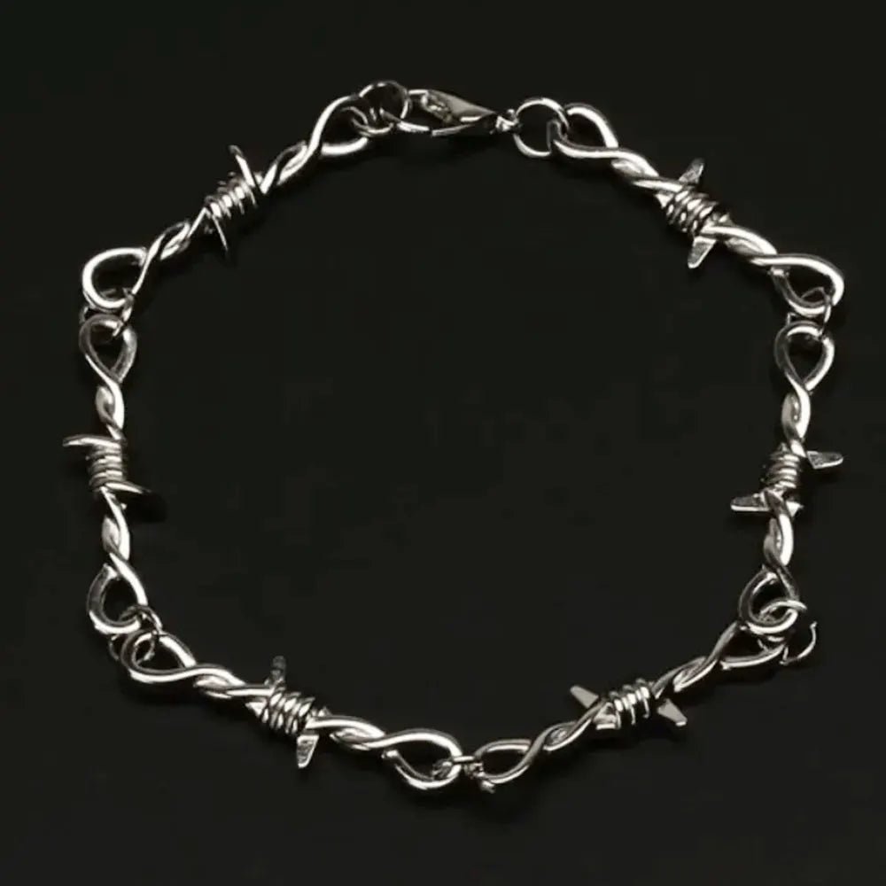 Pulsera Gótica Ajustable de Alambre de Púas