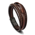 Pulsera Multicapa de Cuero y Acero