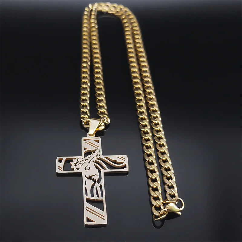 Collar de Acero con Cruz
