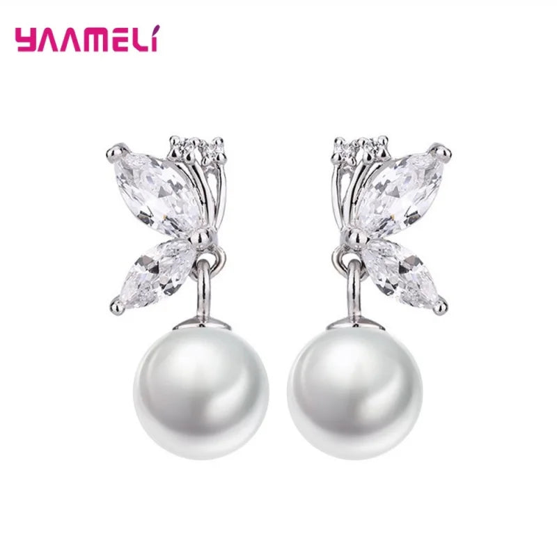 Pendientes de Plata 925 con Perlas y Circonitas