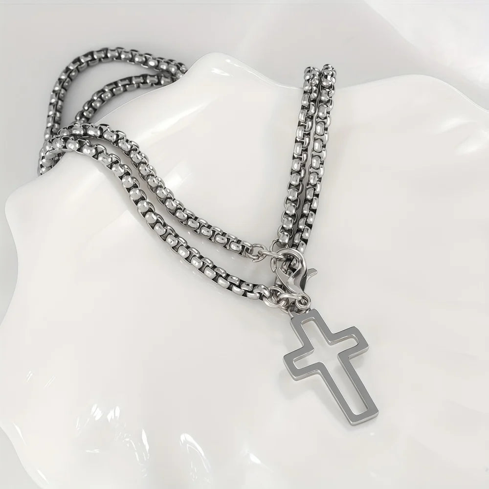 Pulsera Doble de Acero con Diseño Cruzado