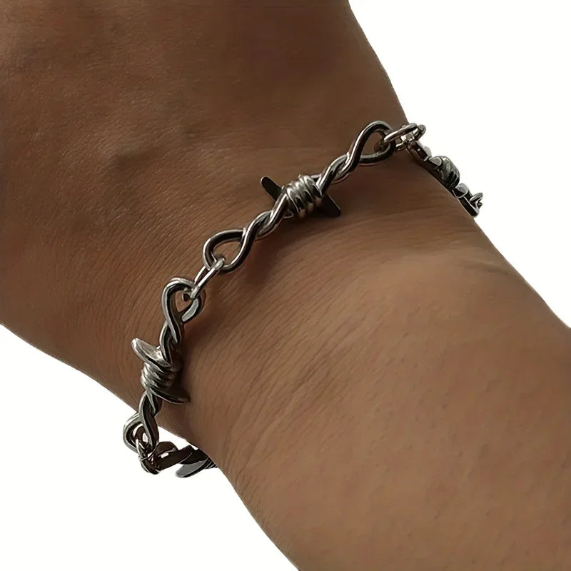 Pulsera Gótica Ajustable de Alambre de Púas