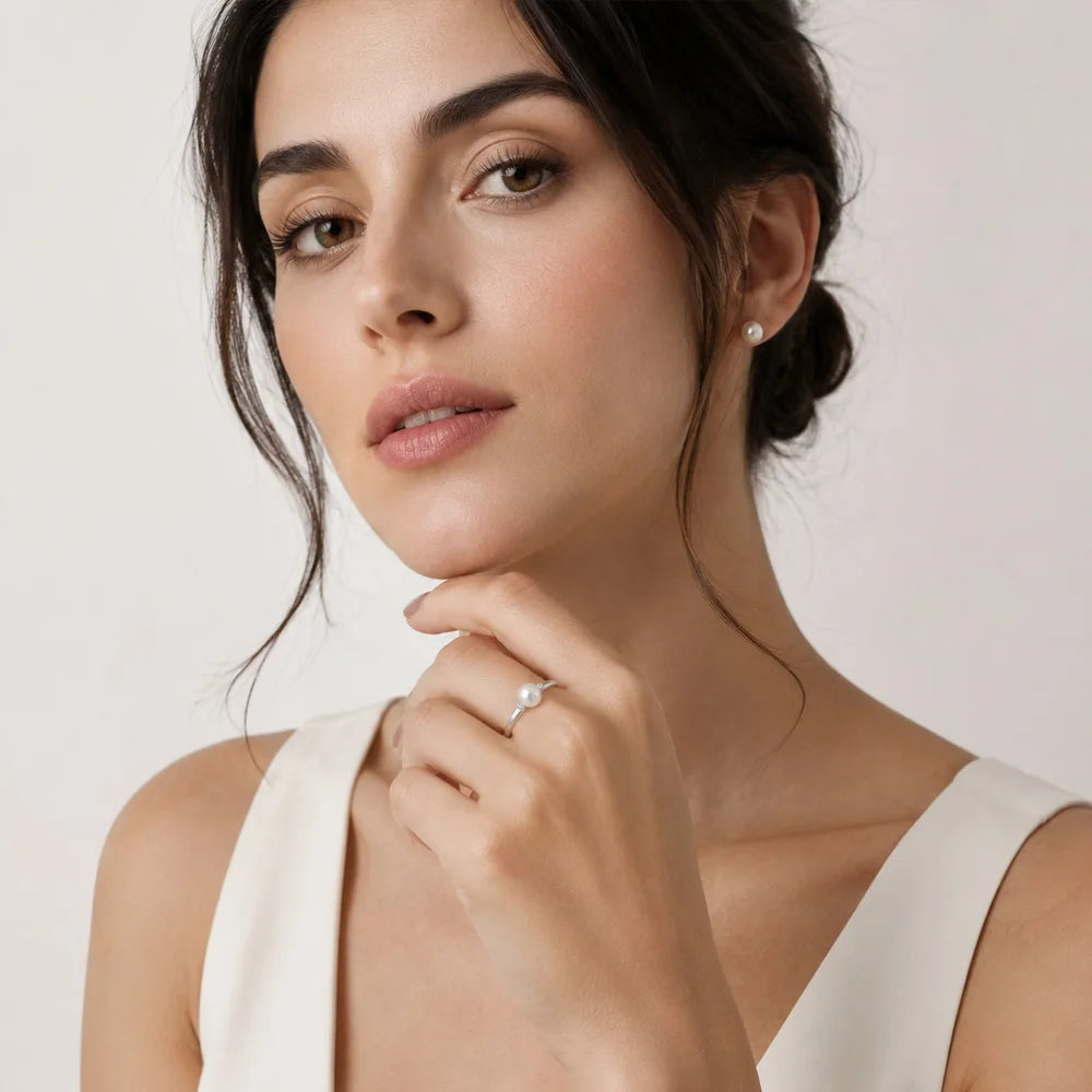 Anillo de Plata 925 con Perlas y Circón