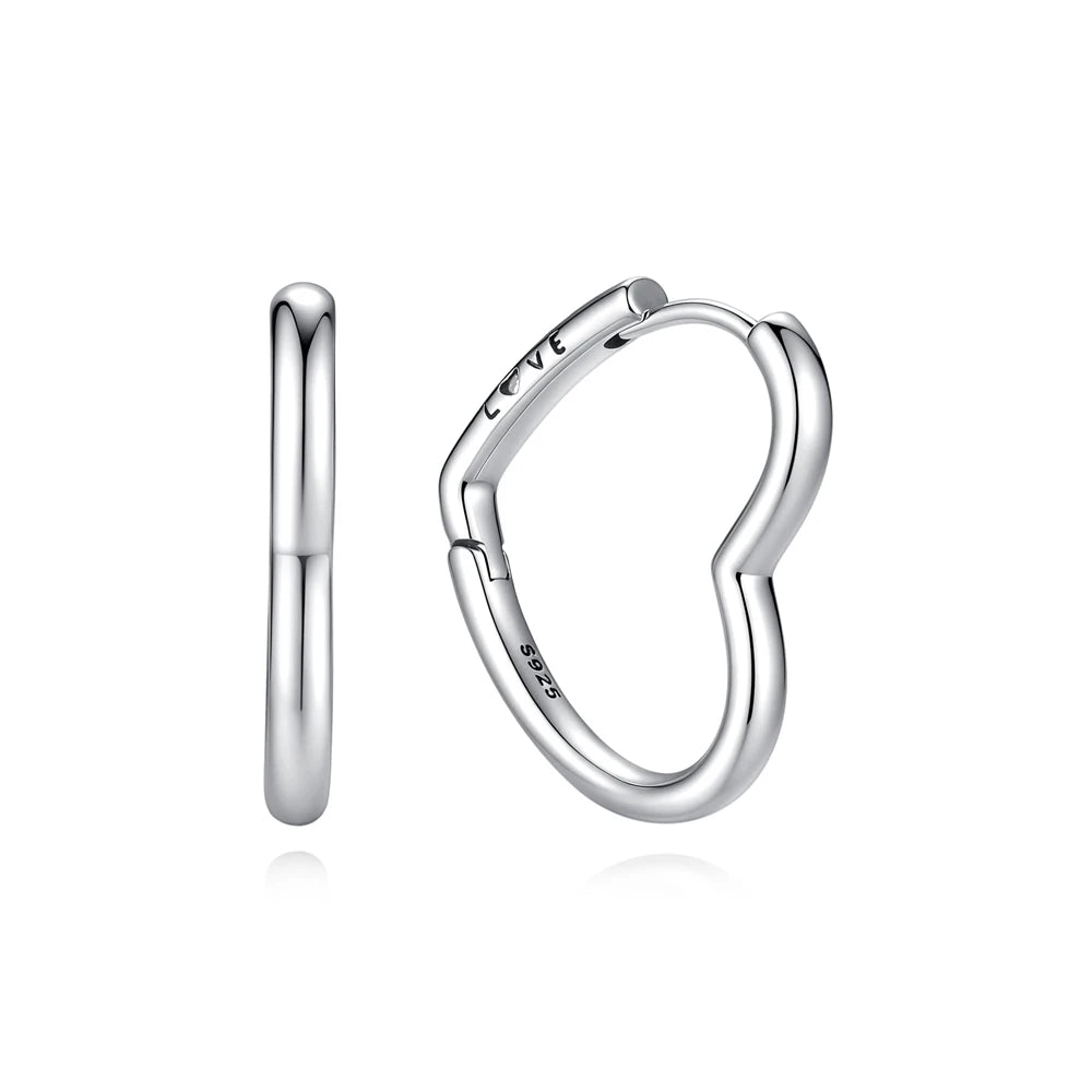 Aros de Corazón de Plata 925 en Oro Rosa
