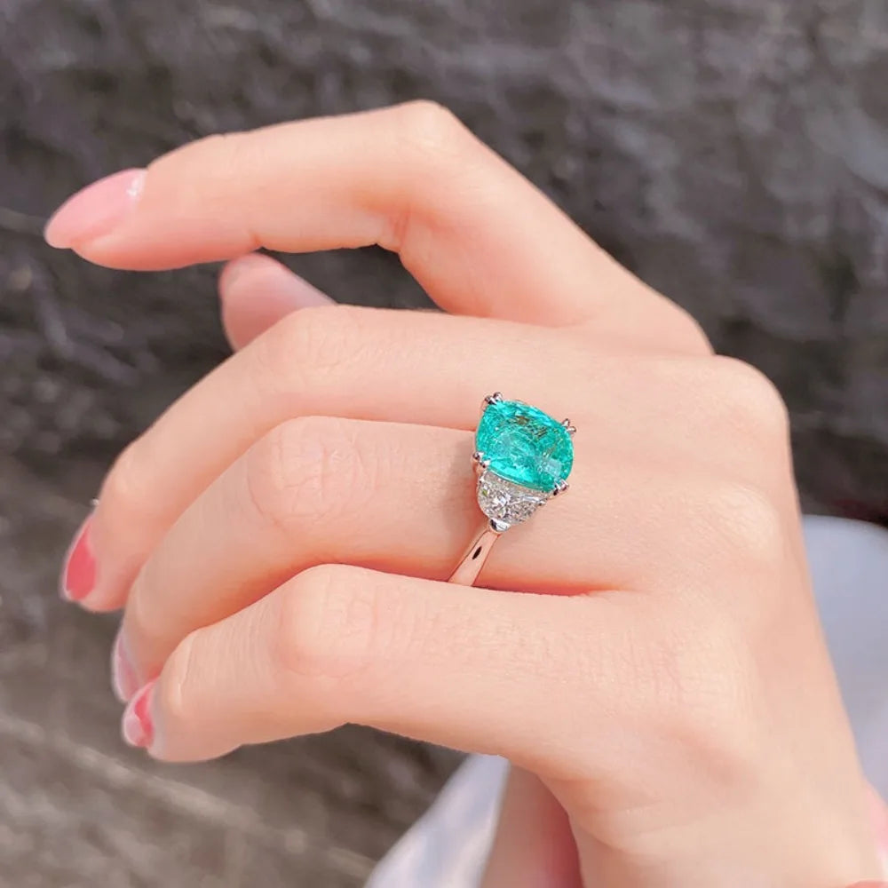Anillo Abierto de Plata 925 con Piedra Paraíba