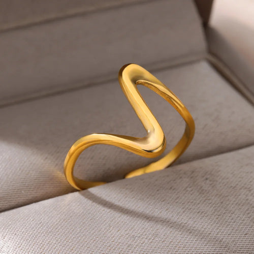 Anillo Abierto Dorado de Acero