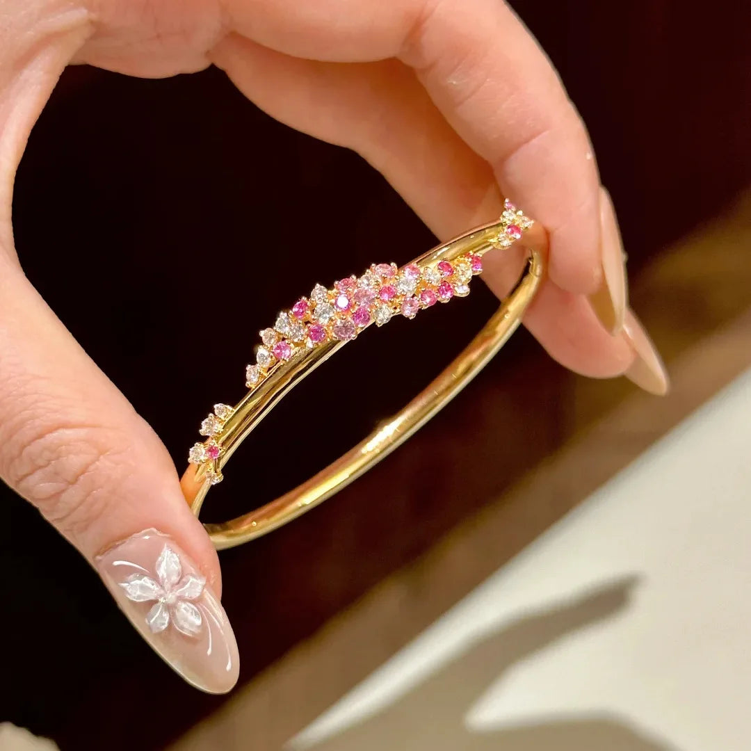 Pulsera de Plata 925 con Flor Rosa Melocotón