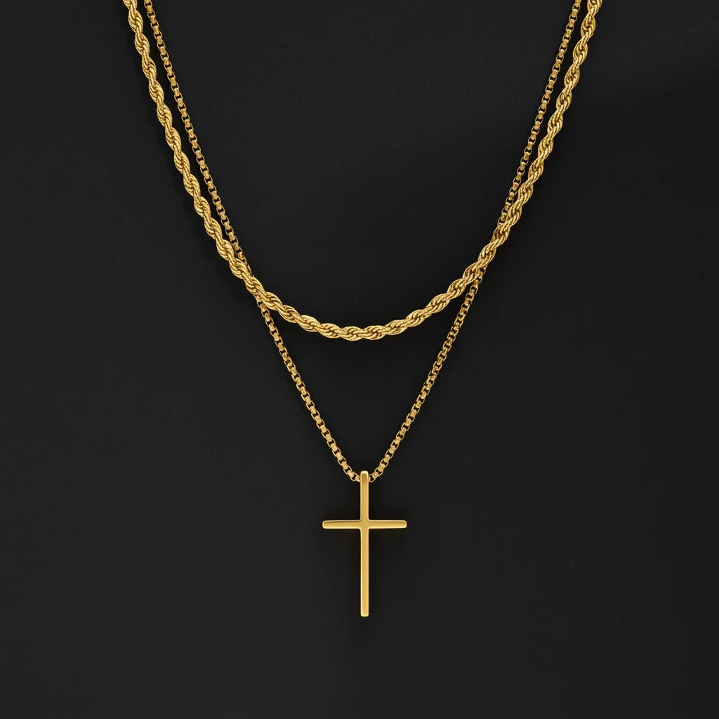 Collar de Acero con Cruz