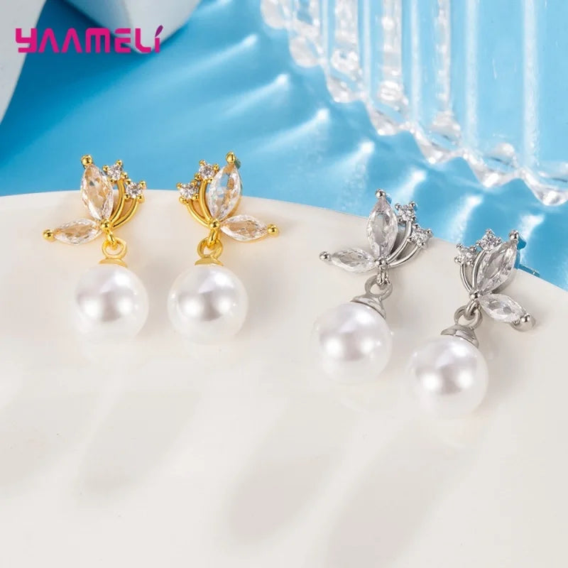 Pendientes de Plata 925 con Perlas y Circonitas