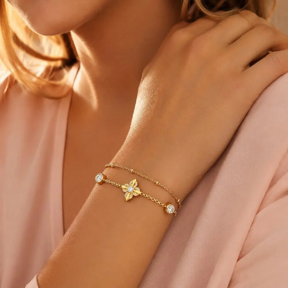Pulsera Dorada de Acero con Números Romanos