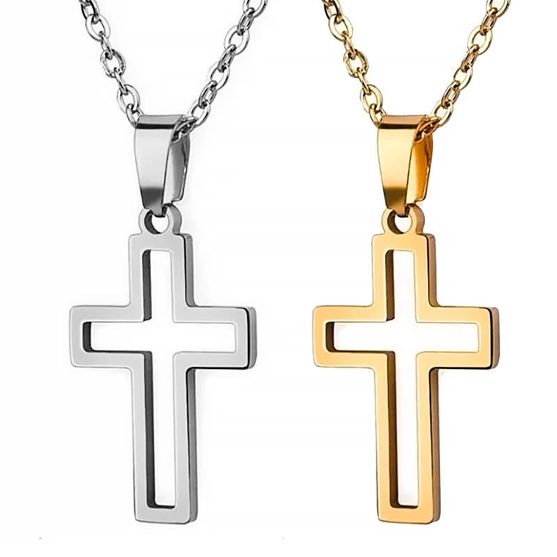 Collar Punk de Acero con Cruz
