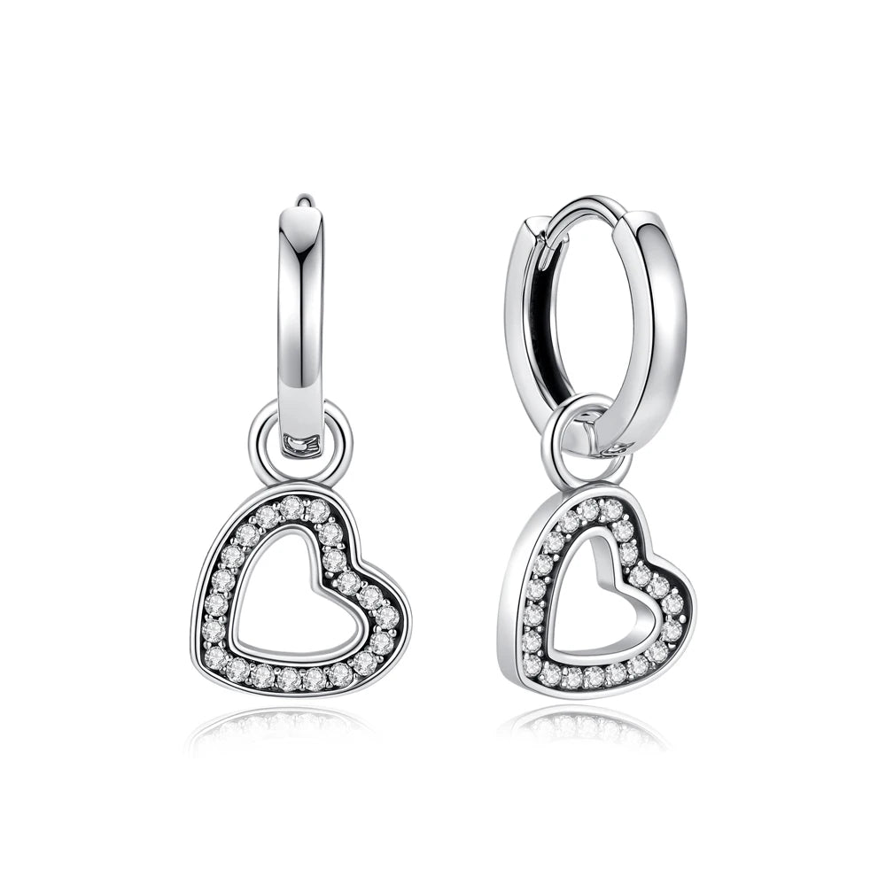 Aros de Corazón de Plata 925 en Oro Rosa