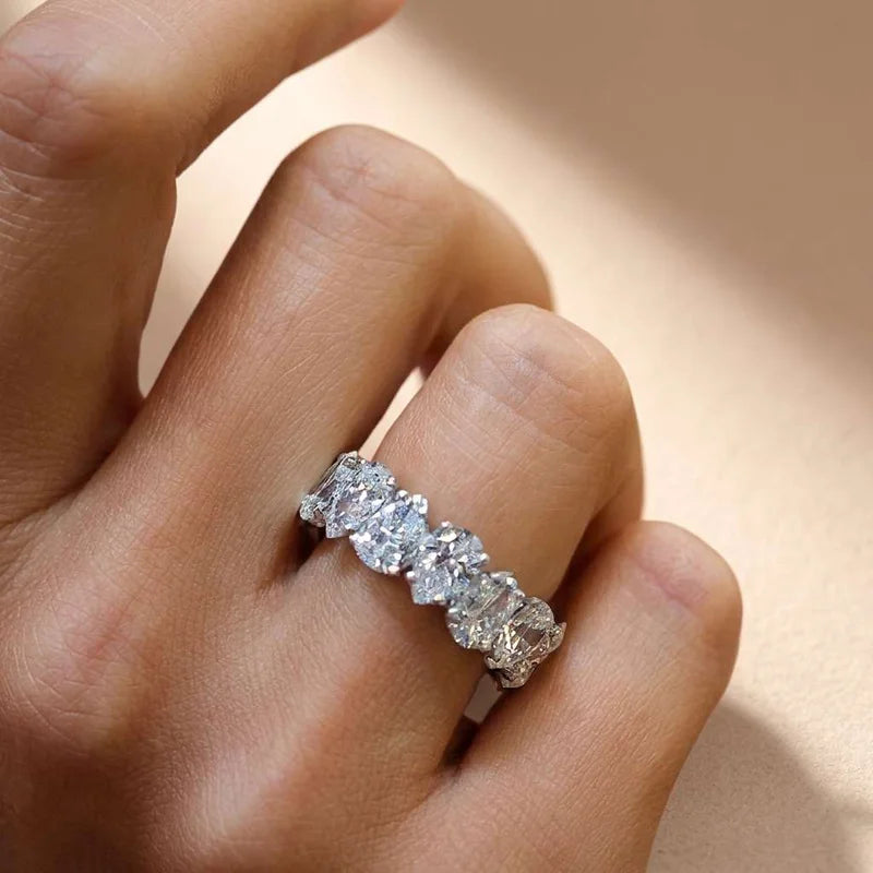 Anillo de Compromiso de Plata 925 con Circonita Pera