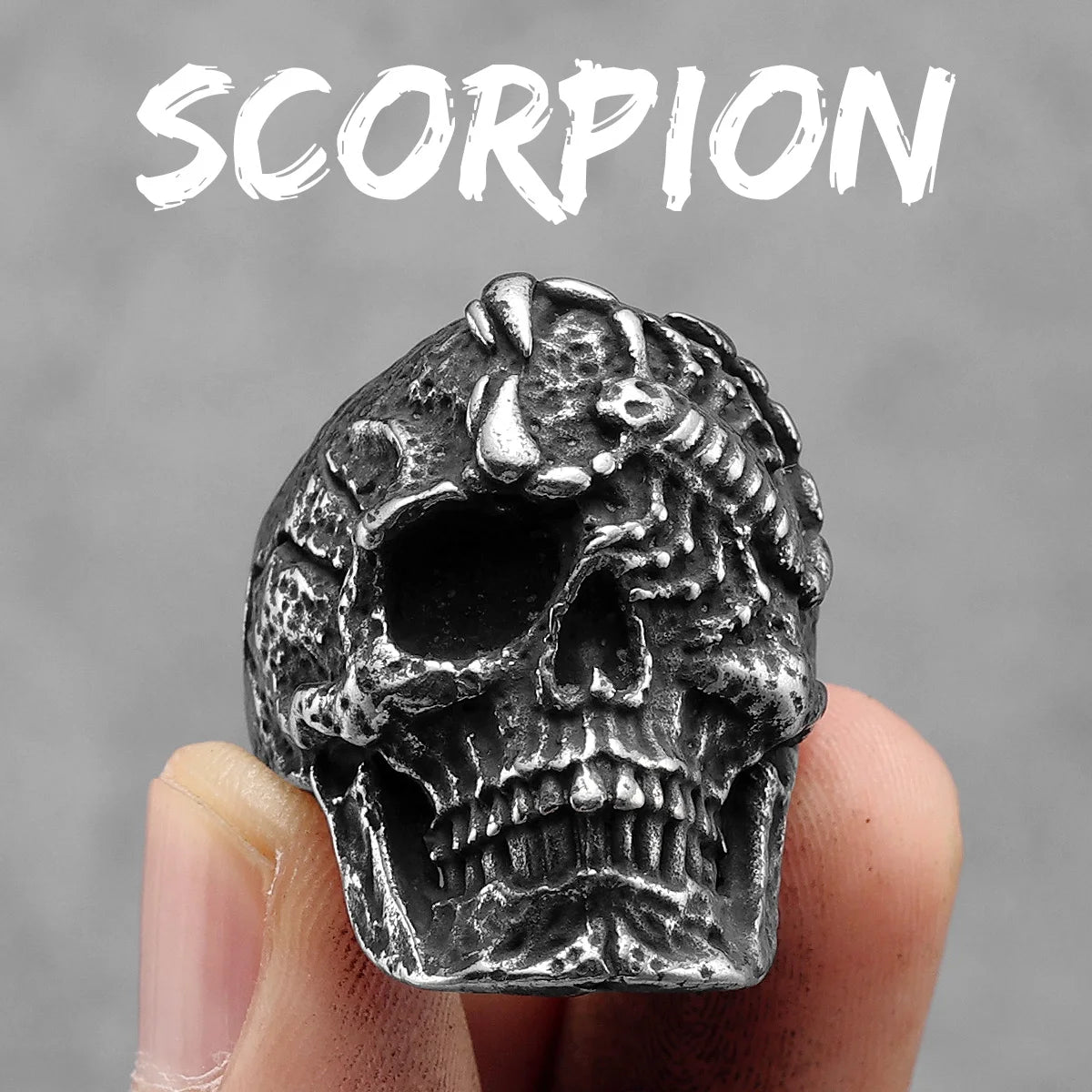Anillo Punk Negro de Acero con Calavera