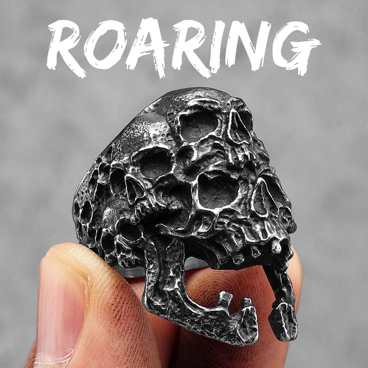 Anillo Punk de Acero con Calavera Negra
