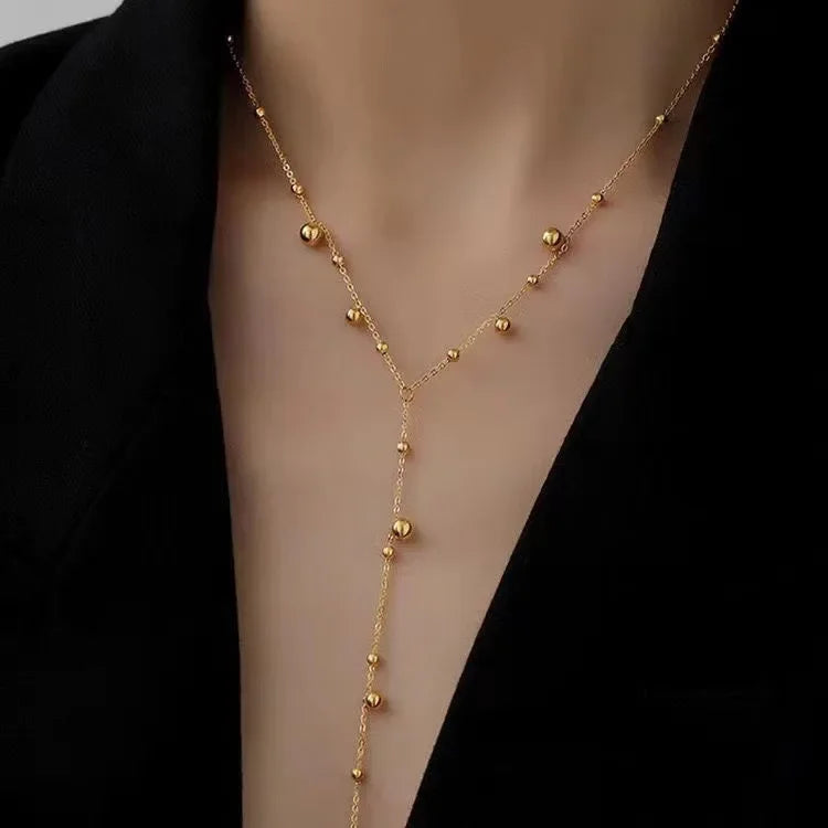 Collar Largo de Acero con Borla