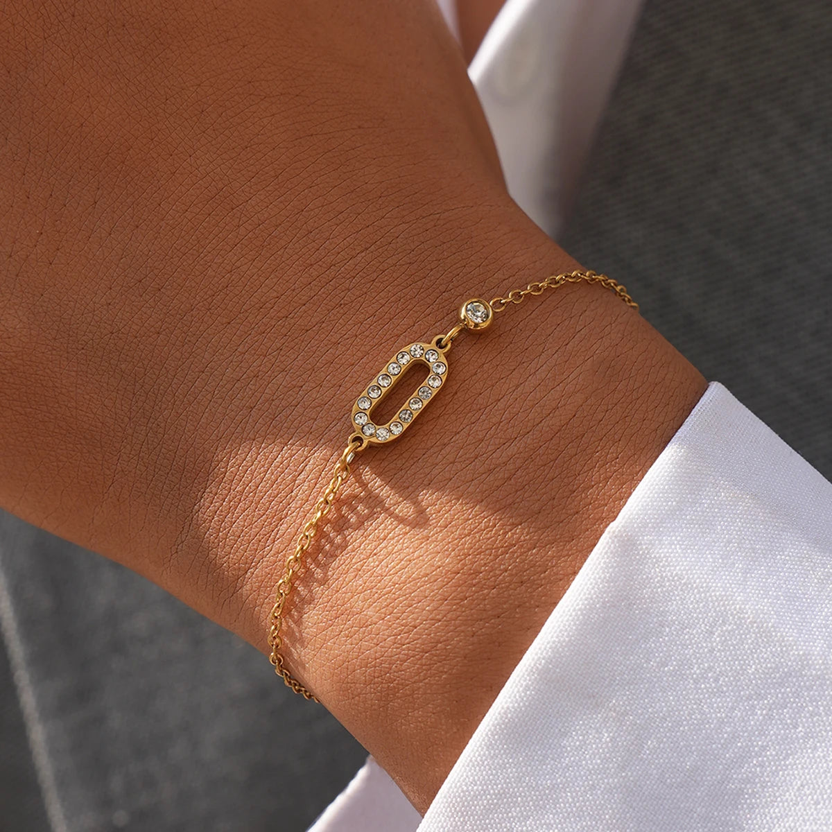Pulsera Dorada de Acero con Circonitas